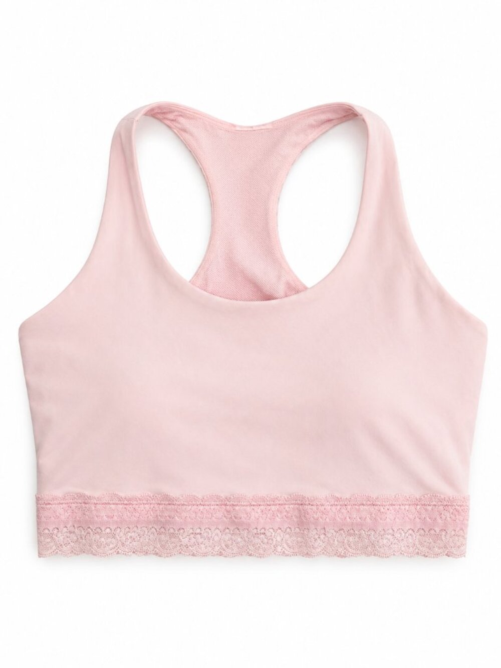 All In Motion Pink Lace Trim Sports Bra Racerback XL